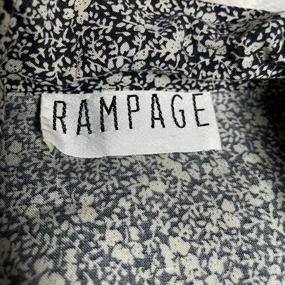 RAMPAGE‎ Small Button Up Vintage Floral Black White Tie Back Tank Sleeveless Top - Picture 3 of 6